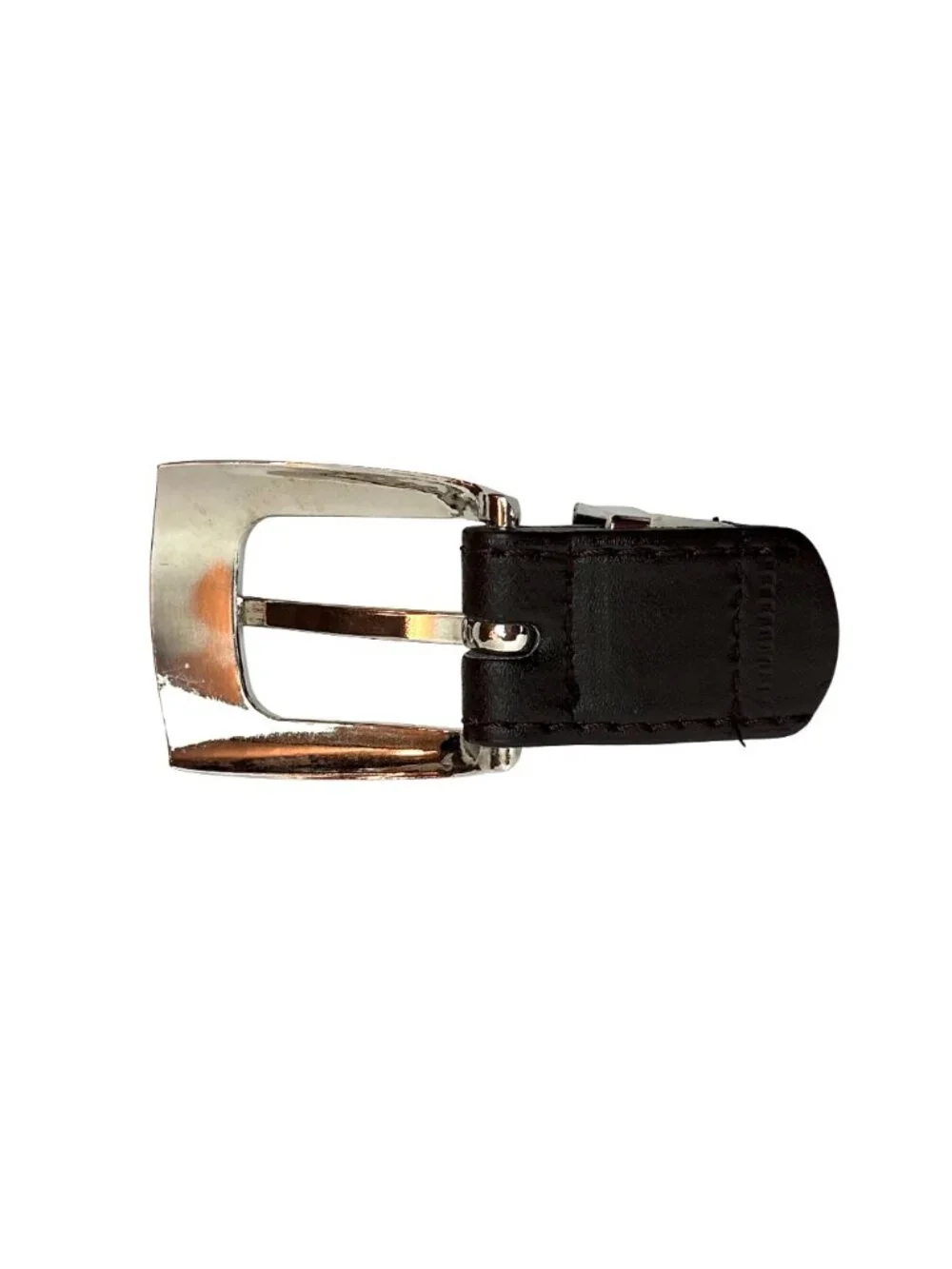 Western Leather Belt With Polished Silver Buckle & Oval Detail Mens 38 Brown